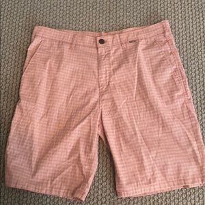 Men’s Hurley red plaid shorts. Size 34